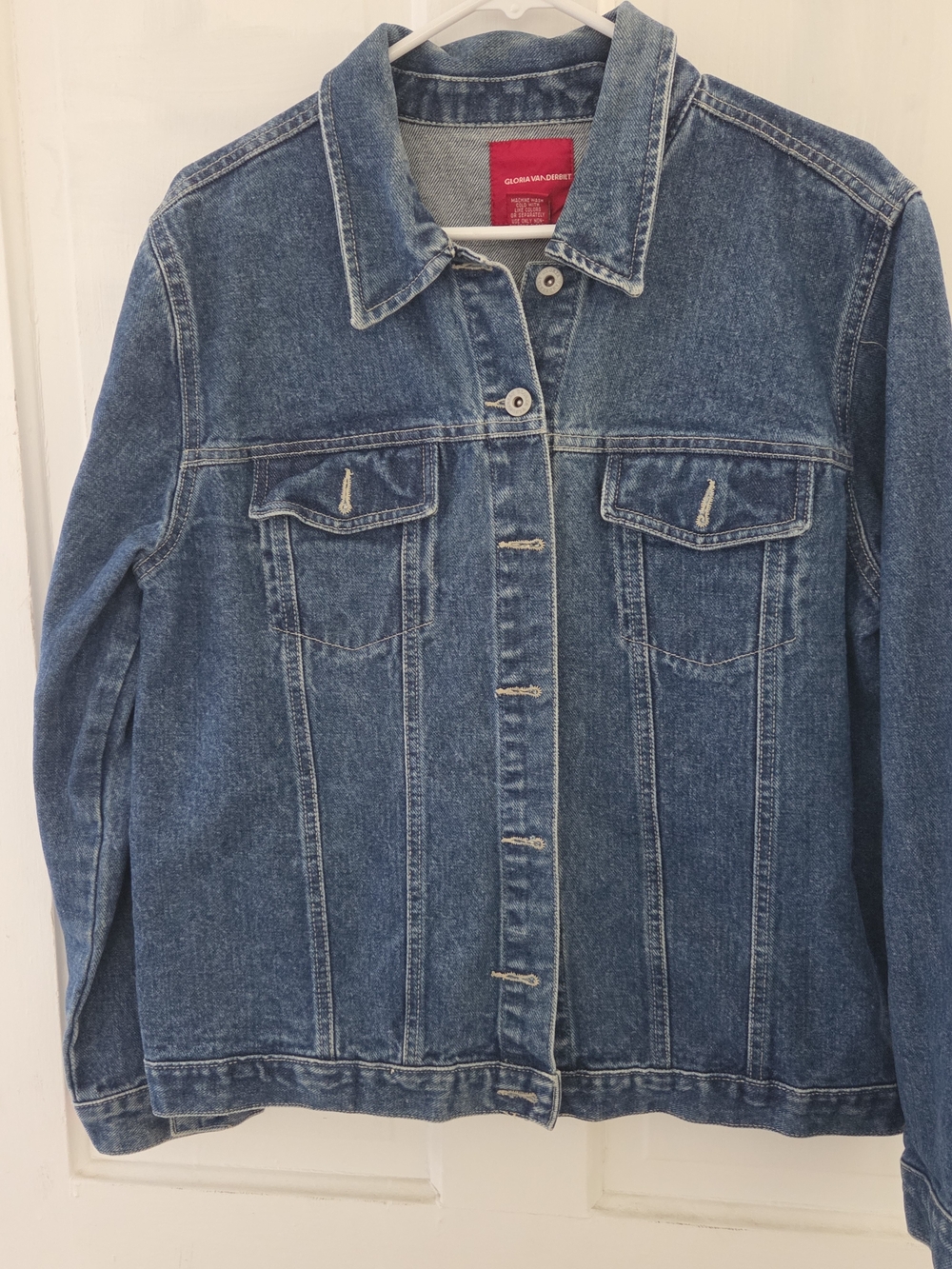 Gloria Vanderbilt Medium Blue Denim Jacket with Chest Flaps